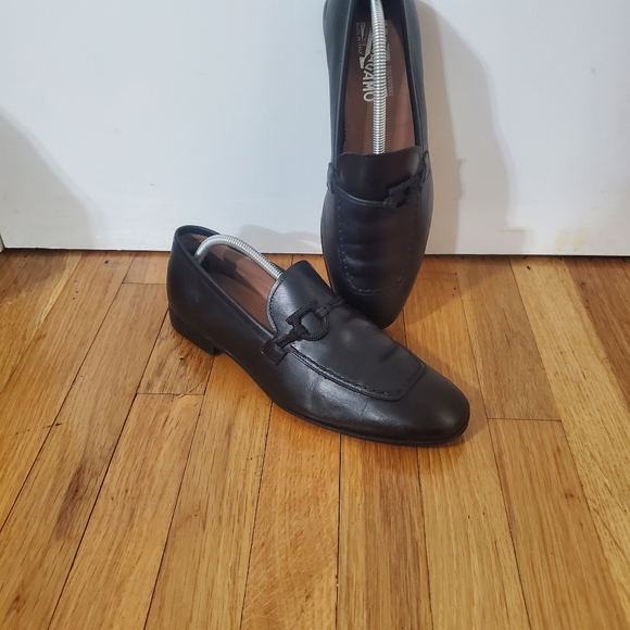 SALVATORE FERRAGAMO NIELSEN MEN\'S BLACK LEATHER GANCINI LOAFER SHOES 8.5 EE main image 10